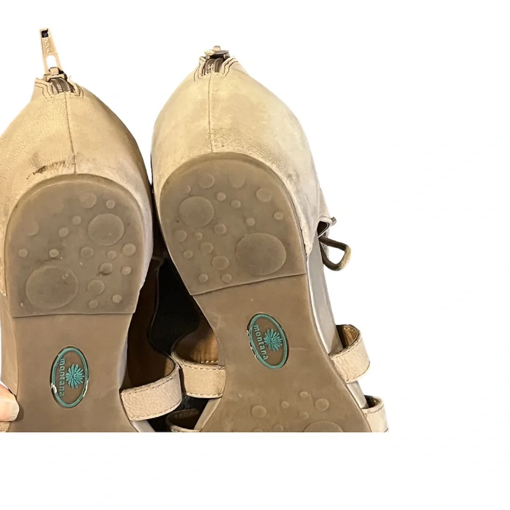 Taupe Suede Lace Up Leather Sandals - Picture 11 of 12